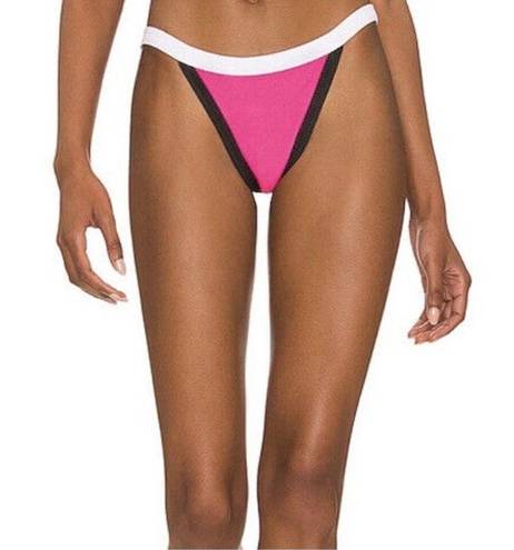 Beach Riot NEW  Becca Colorblock Neon Pink White Black Bikini Bottoms Size Small