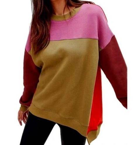 BLANK NYC  Boozy Rainbow block color crew neck long-sleeved sweatshirt L