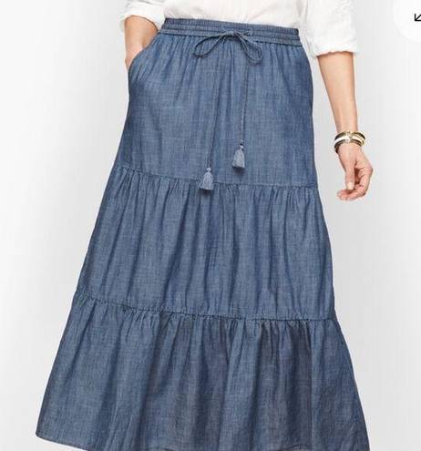 Talbots  Tiered Denim Maxi Skirt