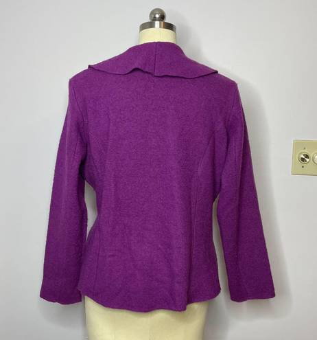 Charter Club Woman Felted Wool Ruffle Jacket- Purple 1X