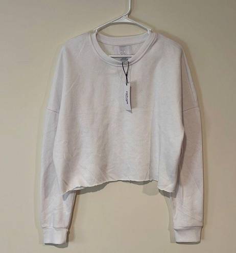 Refuge  Athletics Women's Cropped Sweatshirt Pullover Crew White Size Large NWT