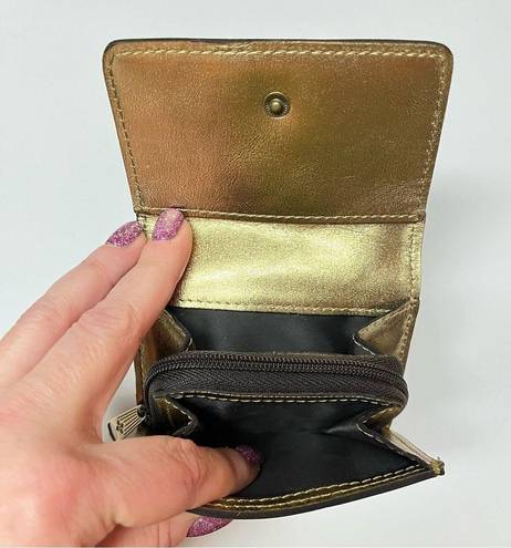 Patricia Nash Verla Gold Vintage Leather Trifold Wallet with RFID Protection