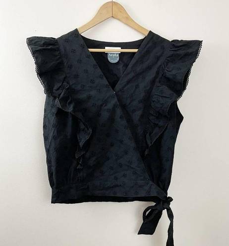 Lost + Wander Arula Black La Luna Eyelet Lace Embroidered Ruffle Blouse A 1X 14