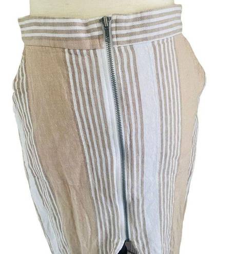 BCBGeneration  Midi Pencil Skirt Sand Combo Ivory Tan Stripes Pockets Size 6, S23