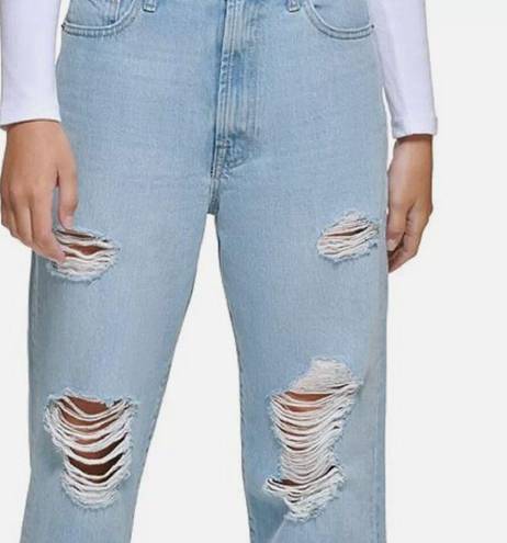 DKNY NWT   Jeans Distressed Frayed Hem Straight Leg Jeans 32/14