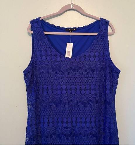 Tiana B  Dress Blue Embroidered Lace Scoop Neck Shift Dress Sz XXL NWT