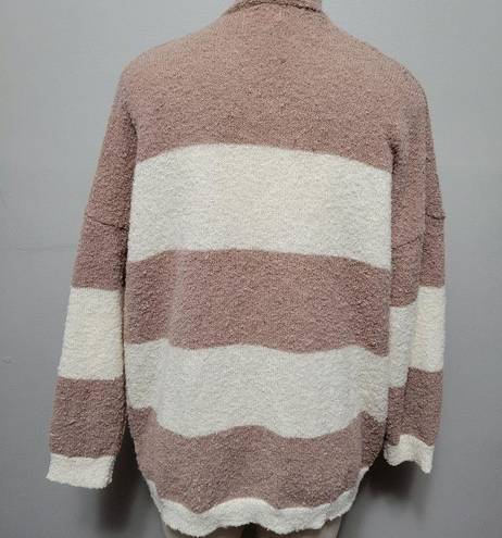 Pink Lily  Dusty Mauve Striped Slouchy Oversized Cardigan Size Medium