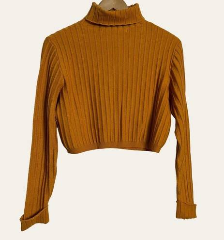 Lovers + Friends Revolve  Mustard Yellow Turtleneck Crop Sweater Size M