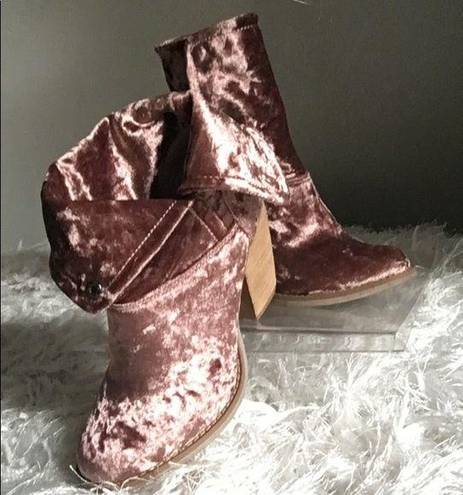 sbicca  Crushed Velvet Fold-over Block Heel Booties