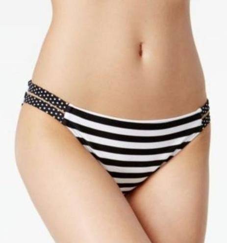 California Waves  Contrast striped Polka dot Strappy Bikini Bottom Medium $28