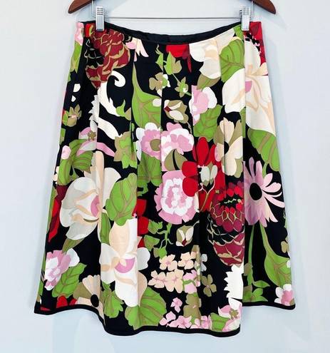 Talbots 100% silk retro floral pleated skirt size 12 EUC