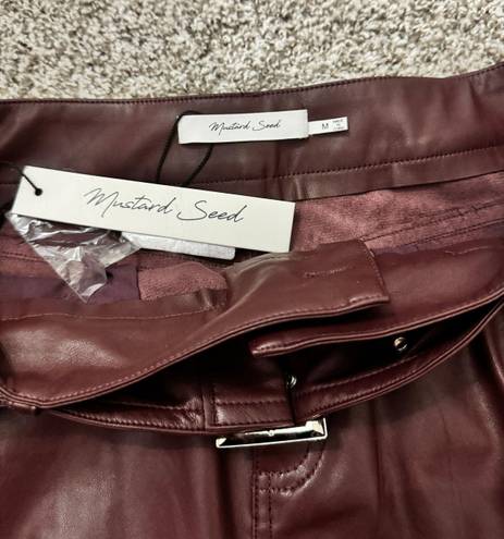 Mustard Seed Garnet/Maroon/Burgundy Leather Skirt Size M