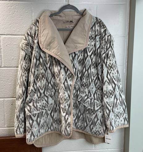 Free People NWT  We the Free Ada Quilted Jacket Coat White Cream Brown Tan Large