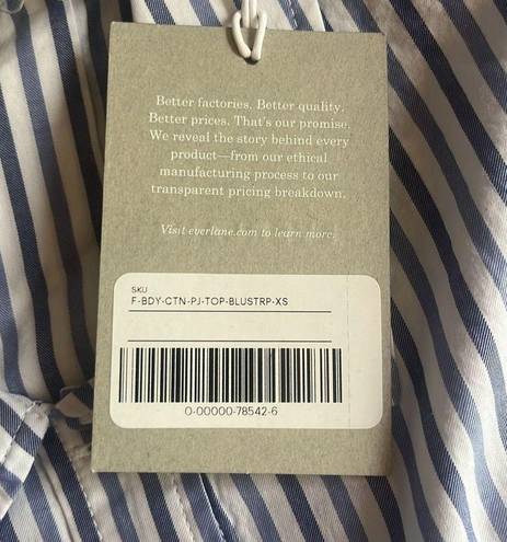 Everlane  Womens XS Button Front Boxy Pajama Top Blue Stripe Long Sleeve NWT