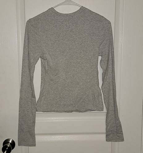 SKIMS COTTON JERSEY LONG SLEEVE TSHIRT LIGHT HEATHER GREY SMALL