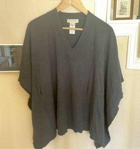 Michael Kors  Black V- Neck Pullover Dolman Sleeve Knit Shawl Wrap Poncho Sz: S/M