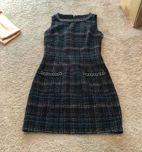 Laundry by Shelli Segal Teal and black plaid dress sleeveless never worn 