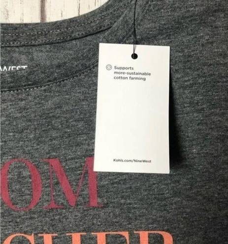 Nine West  Womens Short Sleeve Crewneck Teacher Inspiration Gray Graphic Tee Sz M