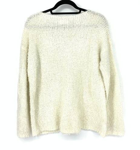 Lou & grey  Sweater Women's Size S Crewneck Pullover Fuzzy Long Sleeve Cream