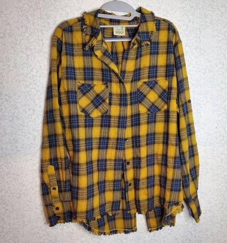 Gypsy Jaded  size S/M lemon flannel yellow button up shirt