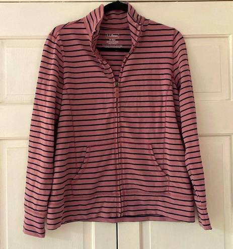 L.L.Bean  Women's Ultrasoft Sweatshirt Full-Zip Mock-Neck Jacket Orchid Stripe