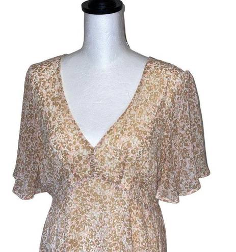 In Bloom  Women's Floral Baby Doll Dress Ruffle Swing Mini Cream Pink Medium NWT