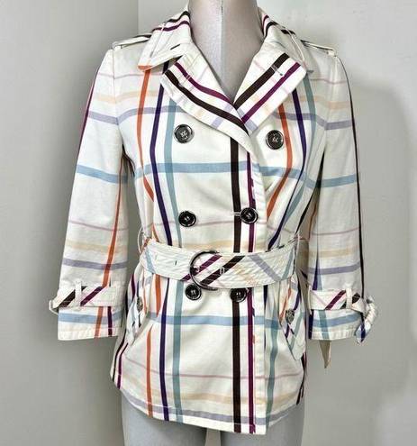 Coach  Tattersall Short Trench Coat Multicolor Size 2 (Small) Mid Length Jacket