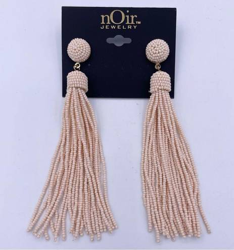 Pink Blush nOir seed beaded tassel long  earrings- New