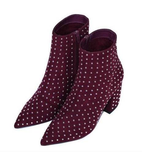 Mila Bella Burgundy Studded Booties