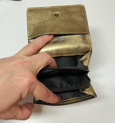 Patricia Nash Verla Gold Vintage Leather Trifold Wallet with RFID Protection