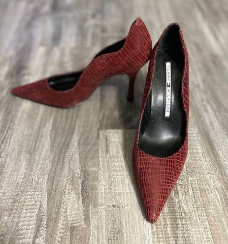 Tommy Hilfiger  Stiletto Heels Red Leather Size 5.5