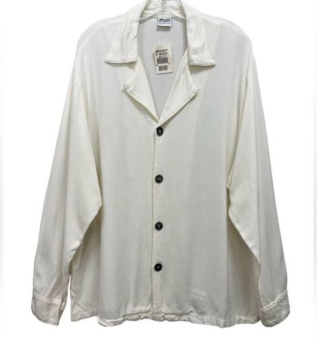 CP Shades NWT  Blouse Button Up Long Sleeves Ivory Cream Size M