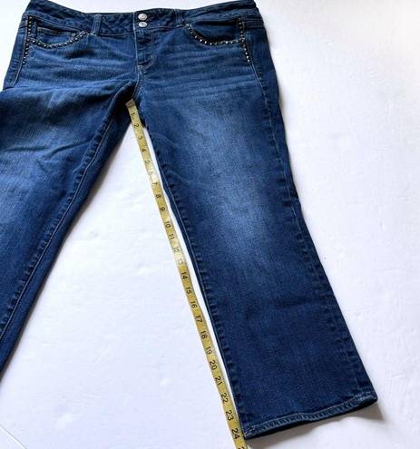 American Eagle  Artist Crop Jeans 14 Womens Studs Stretch Medium Wash Denim Ankle