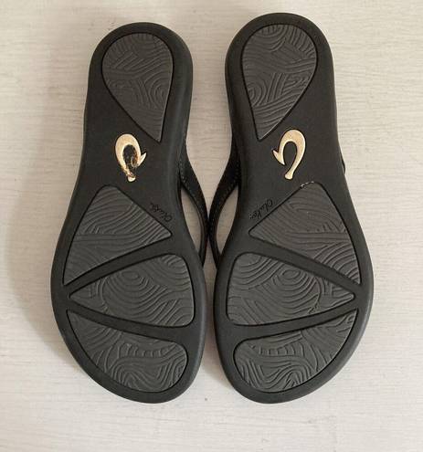 Olukai  Ohana Womens Thong Flip Flops Size 8 Slip On Slides Comfort Beach Black