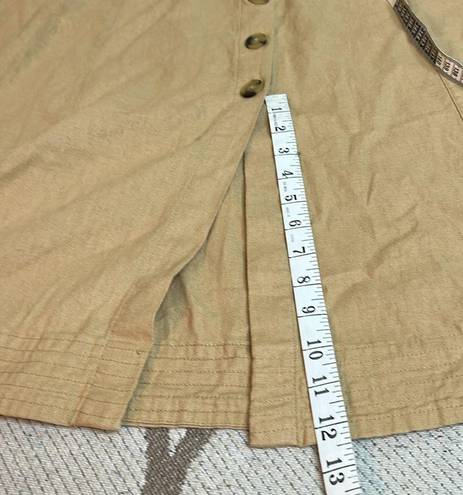 Universal Threads  wheatfield tan button front A-Line linen blend midi skirt