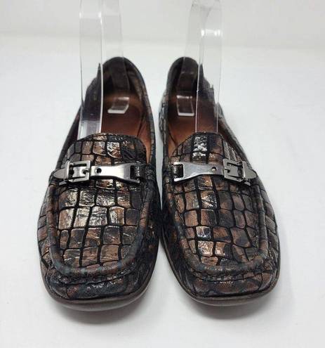 Donald Pliner Donald J Pliner Vutra Horsebit Loafers Snake Skin Pattern Buckle Shoe Size 7.5 M