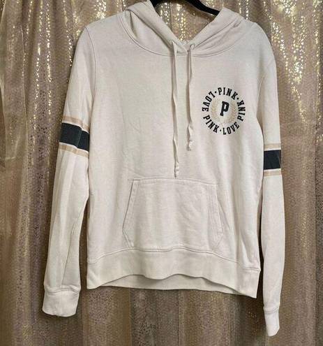 PINK - Victoria's Secret  Ivory Black Pullover Hoodie Sweater, L