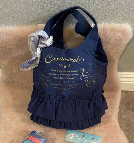 Sanrio Cinnamoroll Navy blue & gold frilly bag, card holder & change purse