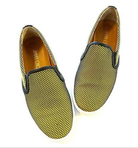 Jimmy Choo  slip on shoes demi honeycomb skate sneakers acid yellow neon