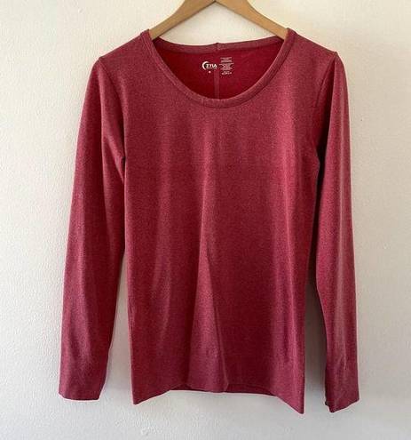 Zyia  Shirt Womens Medium Red Long Sleeve Activewear Running Workout Gym Yoga