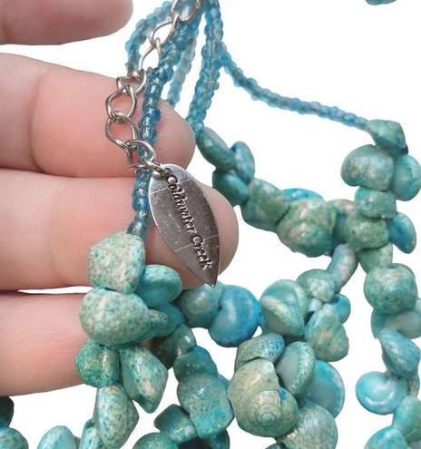 Coldwater Creek  Turquoise Blue Shell Statement Multi Strands Necklace