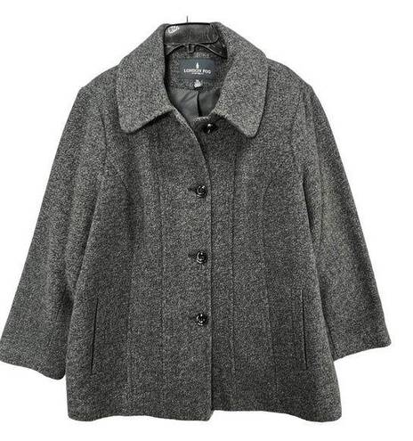 London Fog  Womens Wool Blend Winter Peacoat Jacket Size 1X Gray Pockets Lined