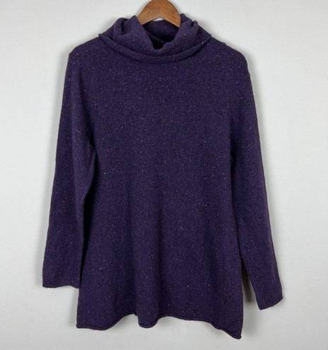 J.Jill  Sweater Womens XL Purple Turtleneck Wool Cashmere Tunic Italian Yarn Knit