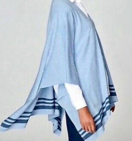 J.Jill  Ruana Wrap Poncho Open Cardigan One Size Blue Lightweight