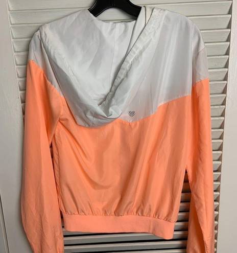 Forever 21 XS white & neon orange cropped track jacket suit