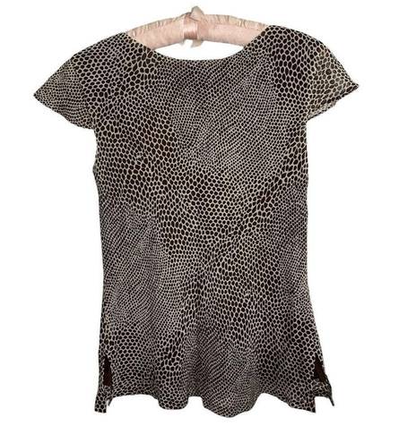 Donna Morgan  Petites 100% Silk Wild Brown Animal Print Top size 4