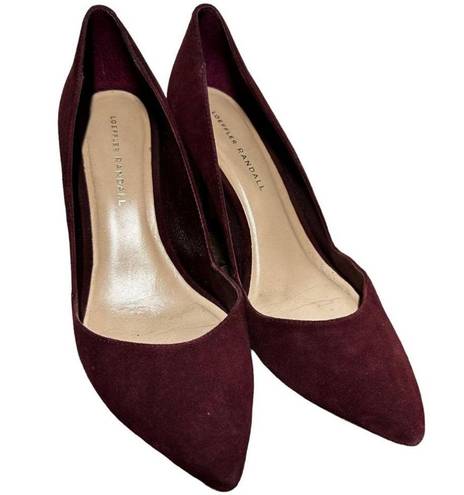 Loeffler Randall  Tamsin Pointed Toe Pumps Mid Heel Stiletto Suede Bordeaux 8.5