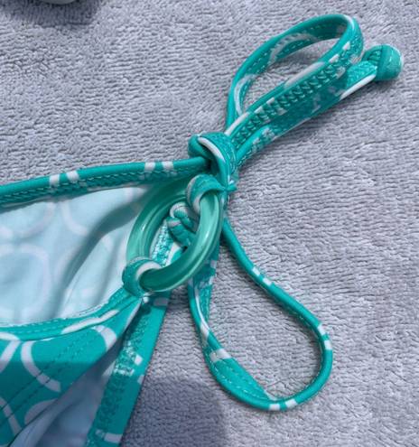 Body Glove Teal and white side tie bikini bottoms small petite NWT