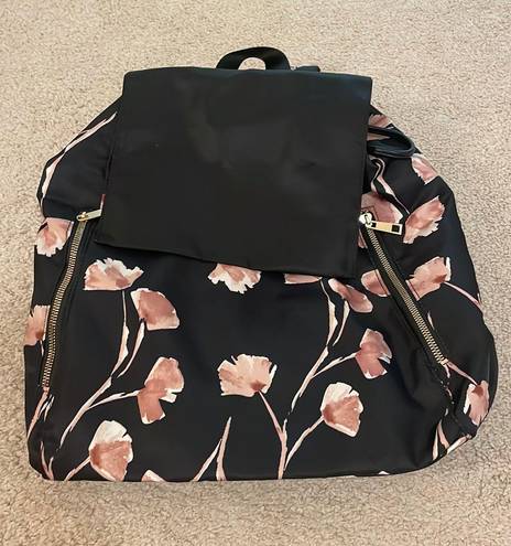 Floral Rose Gold Backpack Black