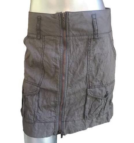 The Loft  Gray Full Zip Cargo Cotton Metallic Skirt Women’s Size 2